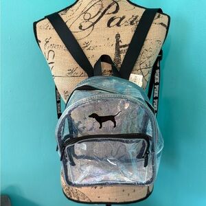 NWT PINK Victoria’s Secret Clear Glitter Backpack One Size